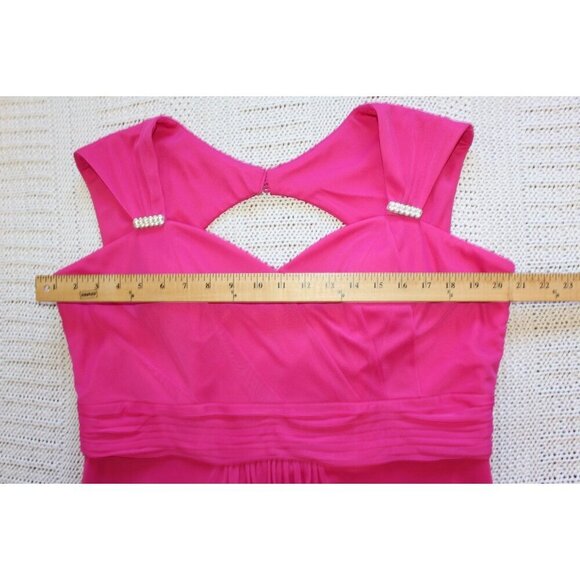 NWT Cinderella A Line Maxi Dress Bead Accented Fuchsia Gown Size 2XL Bridesmaid - Picture 2 of 12